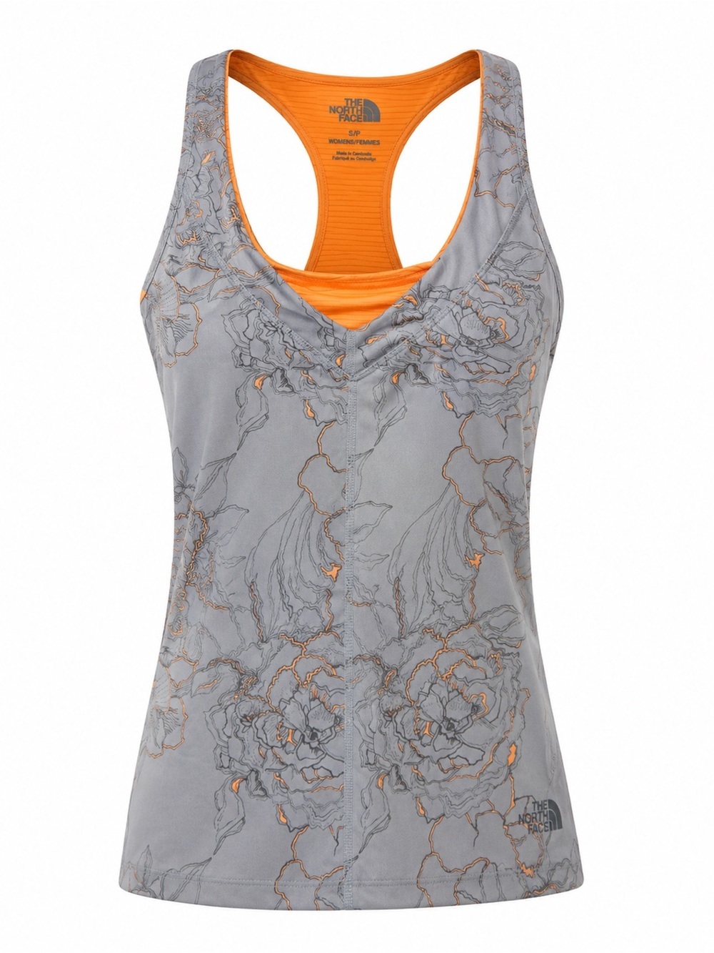 The North Face grey/orange floral Racerback, small